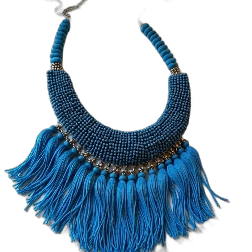 jewelry, blue, necklace, fringes transparent PNG cut-out
