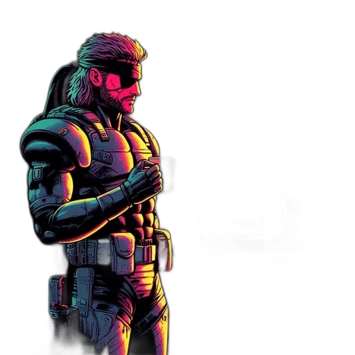 jacket, robot, weapon, comic book art transparent PNG cut-out
