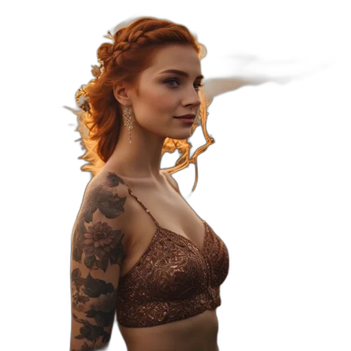 dress, jewelry, dragon, hair transparent PNG cut-out