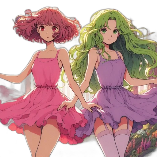 dress, anime, watercolor, vaporwave transparent PNG cut-out