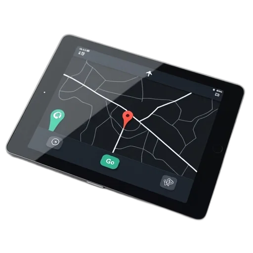 tablet, black, screen, displaying transparent PNG cut-out
