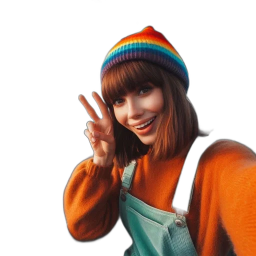hat, face, jacket, photorealistic transparent PNG cut-out