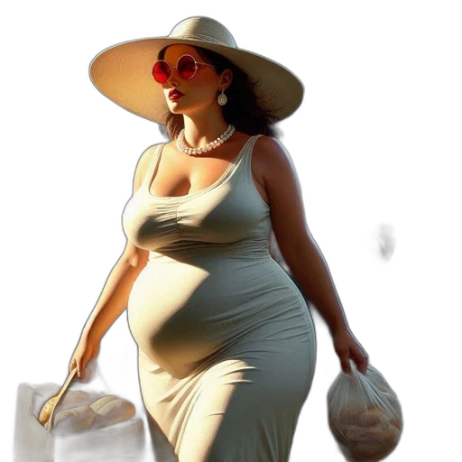 dress, hat, jewelry, photorealistic transparent PNG cut-out