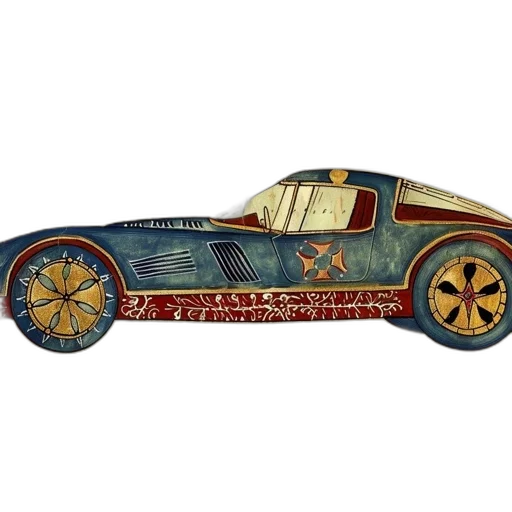 car, concept art, 3d render, vintage-style transparent PNG cut-out