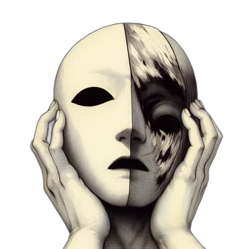 mask, face, creature, photorealistic transparent PNG cut-out
