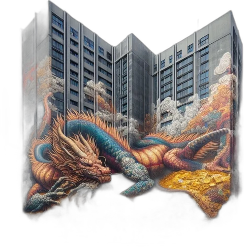 dragon, building, fantasy art, concept art transparent PNG cut-out