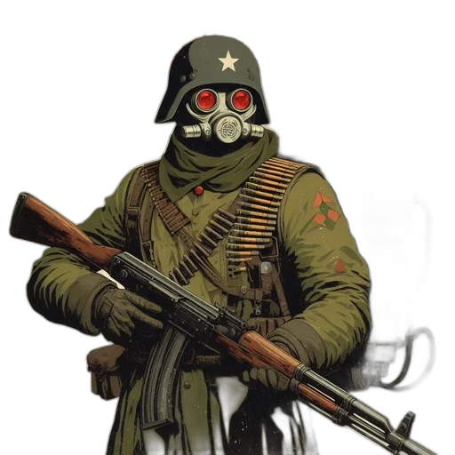 mask, weapon, staff, jacket transparent PNG cut-out