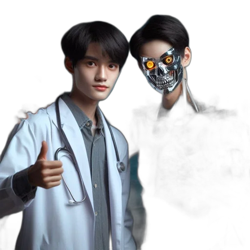 mask, robot, concept art, photorealistic transparent PNG cut-out