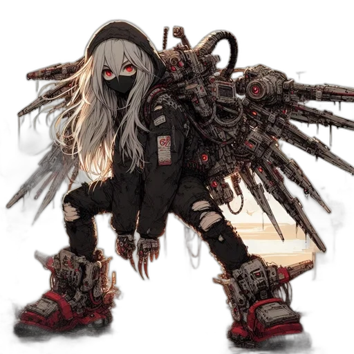robot, weapon, creature, hair transparent PNG cut-out