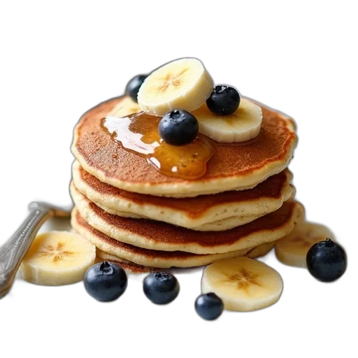 food, photorealistic, pancakes, bananas transparent PNG cut-out