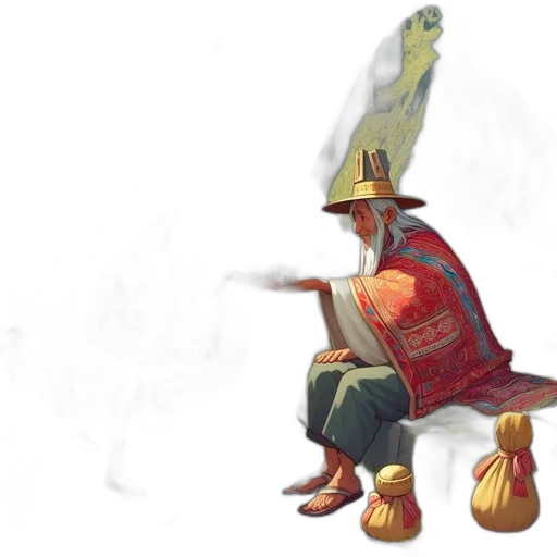 hat, dragon, staff, sword transparent PNG cut-out