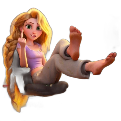 staff, shoes, hair, 3d render transparent PNG cut-out