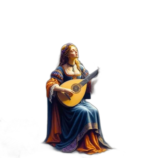 dress, face, jewelry, oil painting transparent PNG cut-out