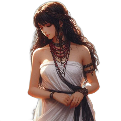 dress, jewelry, fantasy art, concept art transparent PNG cut-out