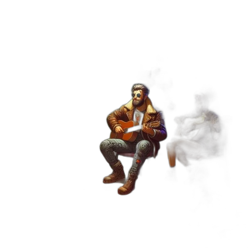 jacket, weapon, staff, robot transparent PNG cut-out