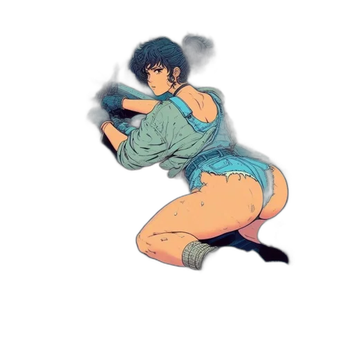 jacket, dress, creature, weapon transparent PNG cut-out