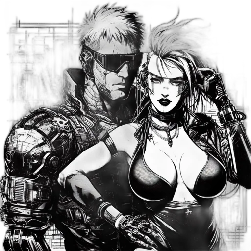 cyberpunk, comic book art, concept art, fantasy art transparent PNG cut-out