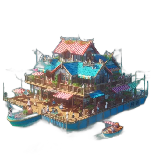 building, concept art, 3d render, pixel art transparent PNG cut-out