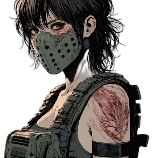 mask, comic book art, concept art, cyberpunk transparent PNG cut-out