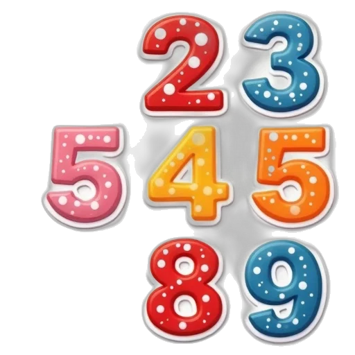 3d render, assorted, number, stickers transparent PNG cut-out