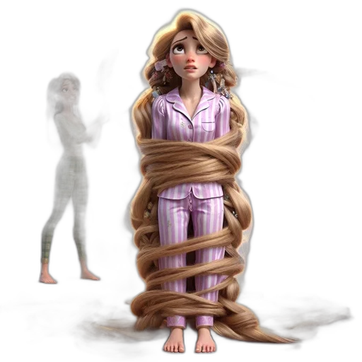 hair, dress, creature, staff transparent PNG cut-out