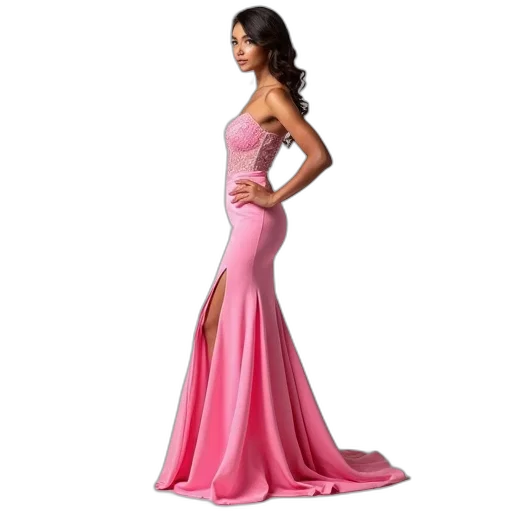 dress, woman, wearing, pink transparent PNG cut-out