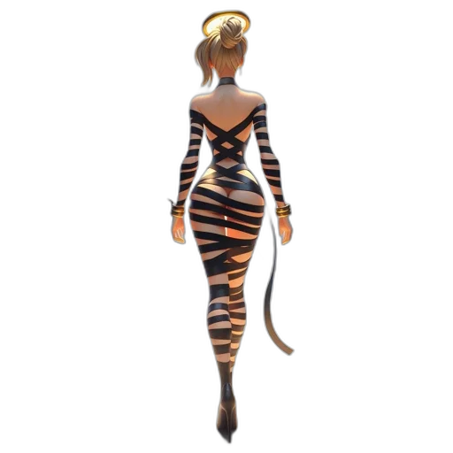 dress, staff, animal, 3d render transparent PNG cut-out