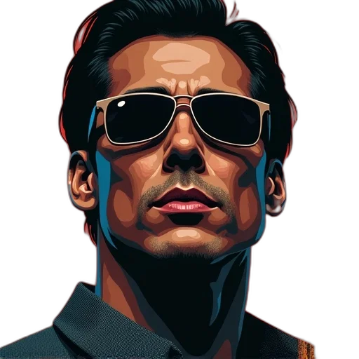 face, jacket, comic book art, photorealistic transparent PNG cut-out