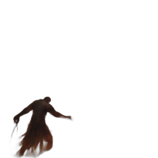 dress, hair, creature, staff transparent PNG cut-out
