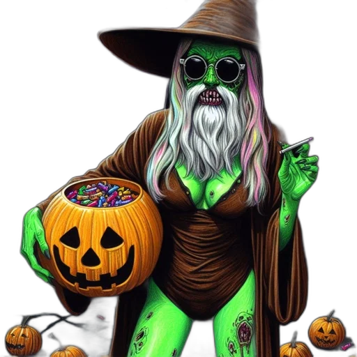 fantasy art, concept art, green, witch-like transparent PNG cut-out