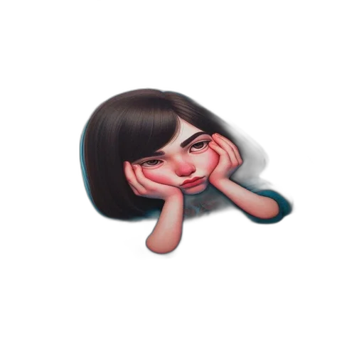 face, hair, pixel art, 3d render transparent PNG cut-out