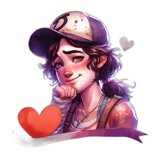hat, face, watercolor, pixel art transparent PNG cut-out