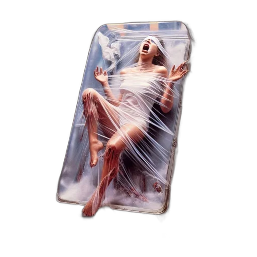 dress, vaporwave, agonized, woman transparent PNG cut-out