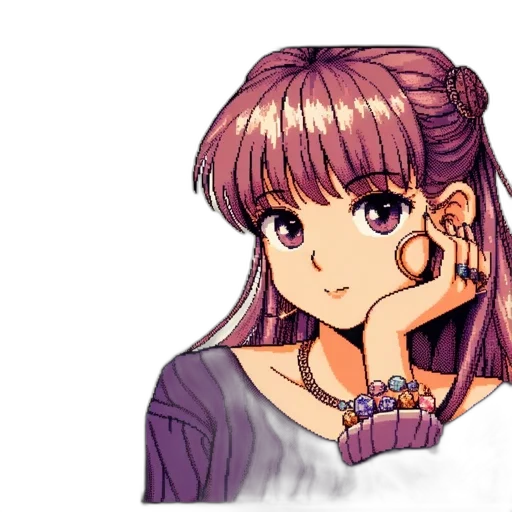 jewelry, face, anime, pixel art transparent PNG cut-out