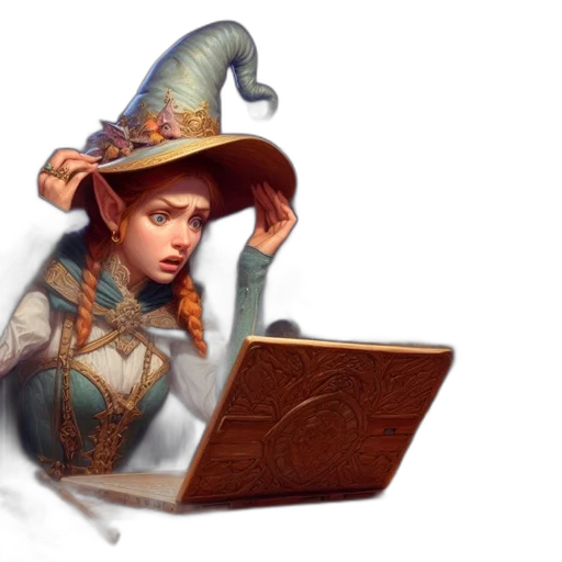 hat, staff, dragon, fantasy art transparent PNG cut-out