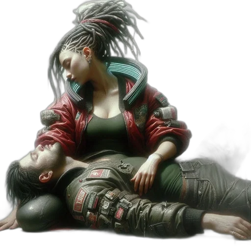 concept art, cyberpunk, photorealistic, comic book art transparent PNG cut-out