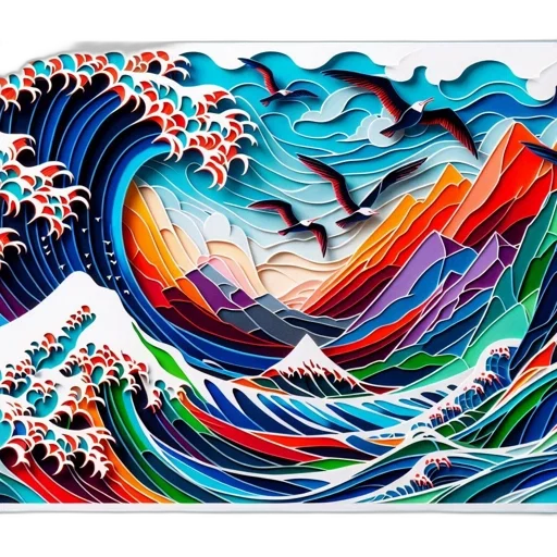 photorealistic, colorful, papercut, art transparent PNG cut-out