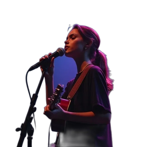 girl, recording, music, stage transparent PNG cut-out