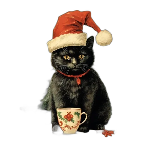photorealistic, black, cat, dressed transparent PNG cut-out