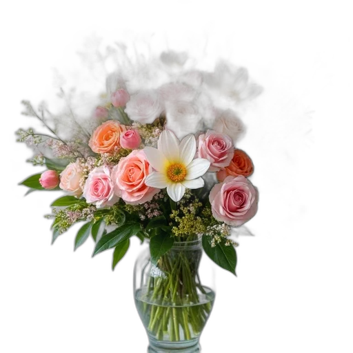 flower, crown, staff, photorealistic transparent PNG cut-out