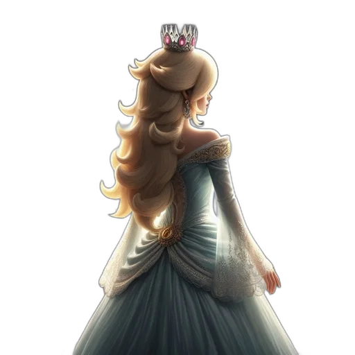 dress, crown, staff, hair transparent PNG cut-out
