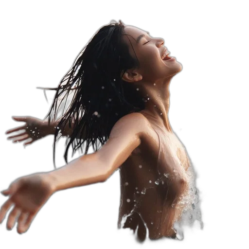 photorealistic, 3d render, underwater, woman transparent PNG cut-out