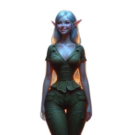 dress, staff, face, fantasy art transparent PNG cut-out