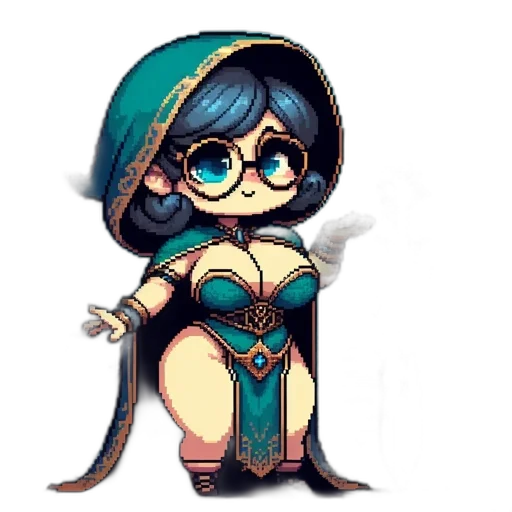 dress, staff, pixel art, fantasy art transparent PNG cut-out