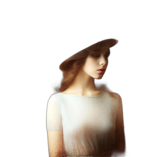 hat, dress, face, jewelry transparent PNG cut-out