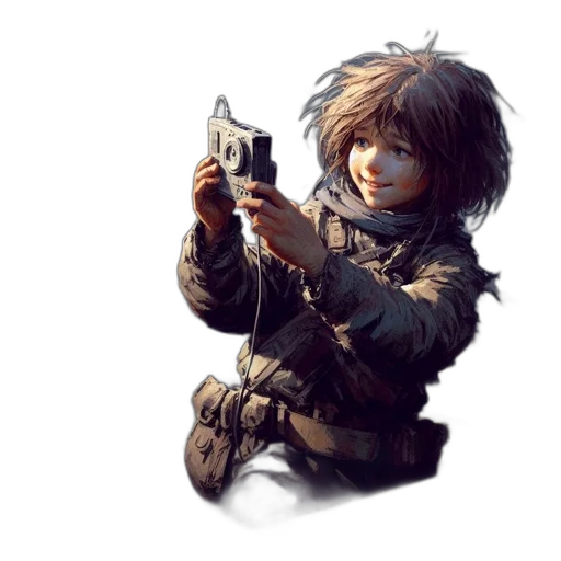 weapon, jacket, robot, face transparent PNG cut-out