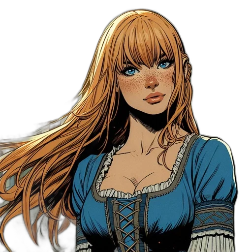 dress, comic book art, fantasy art, concept art transparent PNG cut-out