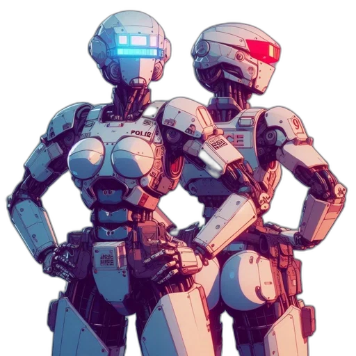 robot, concept art, pixel art, cyberpunk transparent PNG cut-out