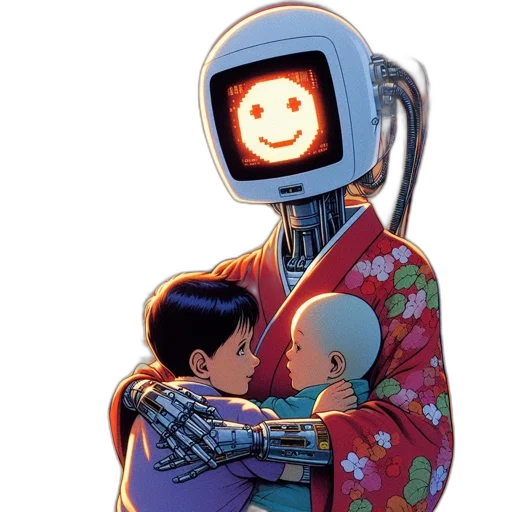 robot, mask, jacket, cyberpunk transparent PNG cut-out