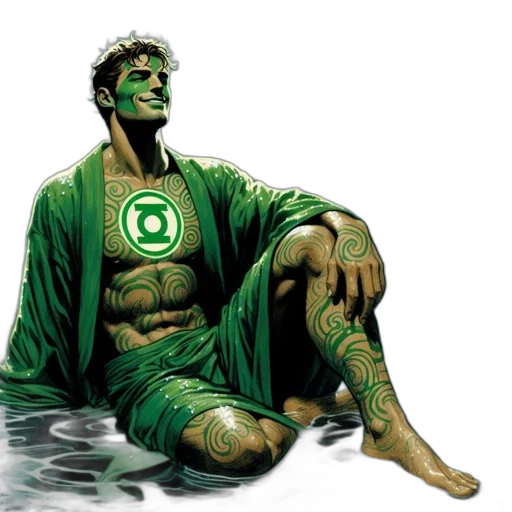 comic book art, concept art, green, male transparent PNG cut-out